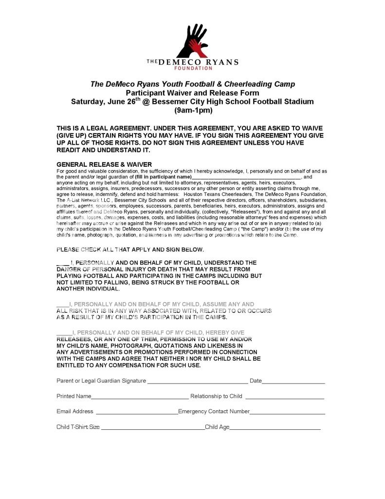 4th Annual DeMeco Ryans Youth Football & Cheerleading Camp Tickets, Sat